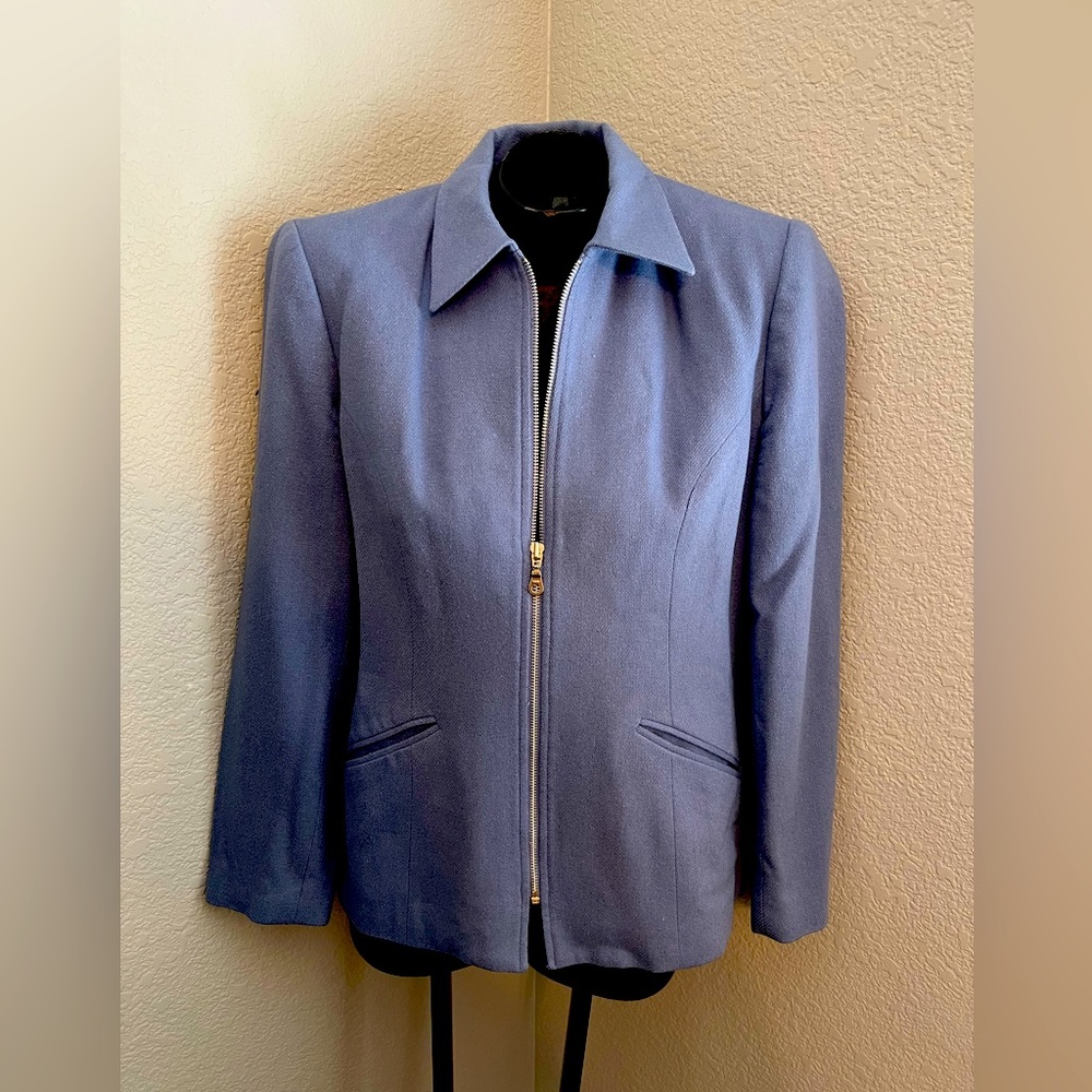 Hillard & Hanson women’s wool periwinkle blue blazer jacket size 8 Vintage